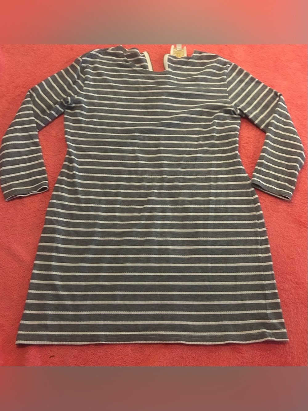 Blue & White Striped Long Sleeve Dress